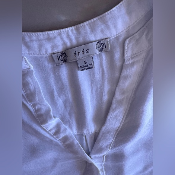 iris tunic short white dress Roll-up sleeve. size S lightweight - Picture 3 of 4